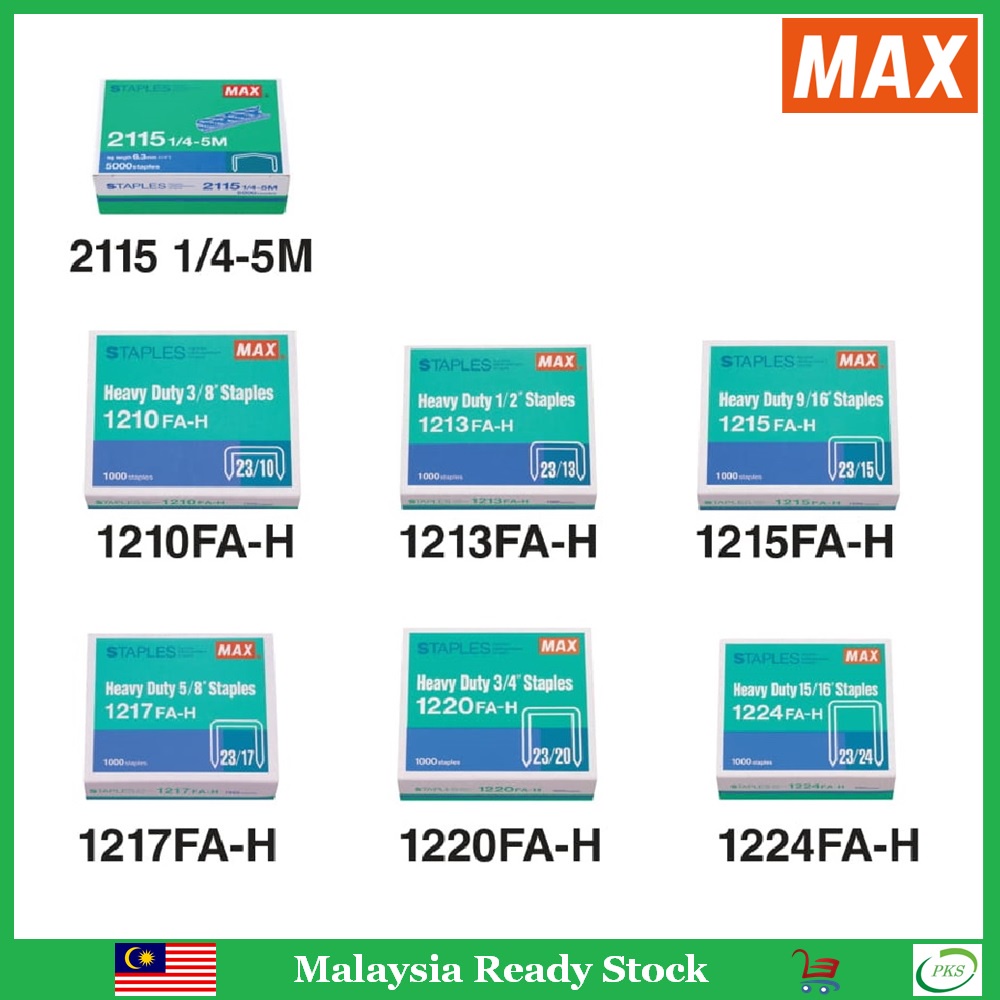 MAX All Size Heavy Duty Staples Stapler Bullet Refill Dawai Kokot Ubat