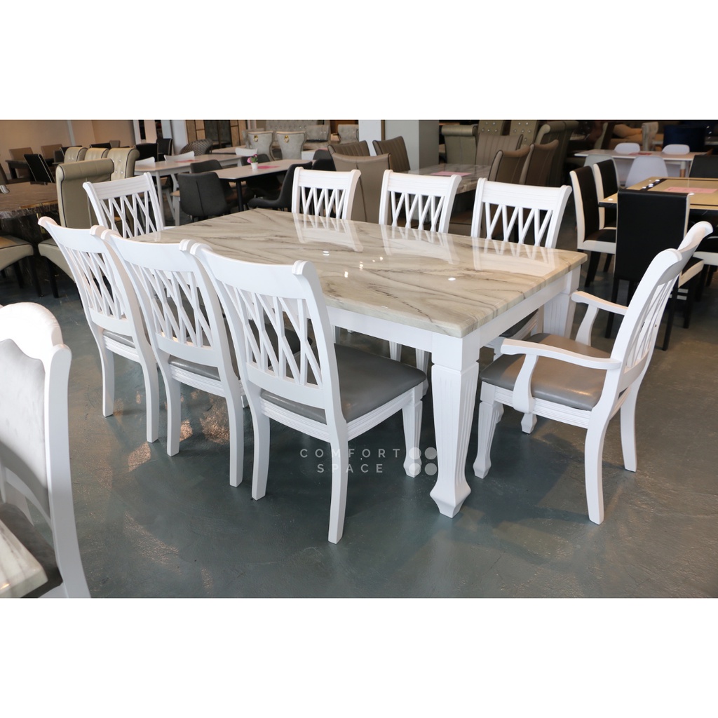 Free Delivery Comfort Space Gabriel 8 Seaters Marble Dining Set 1