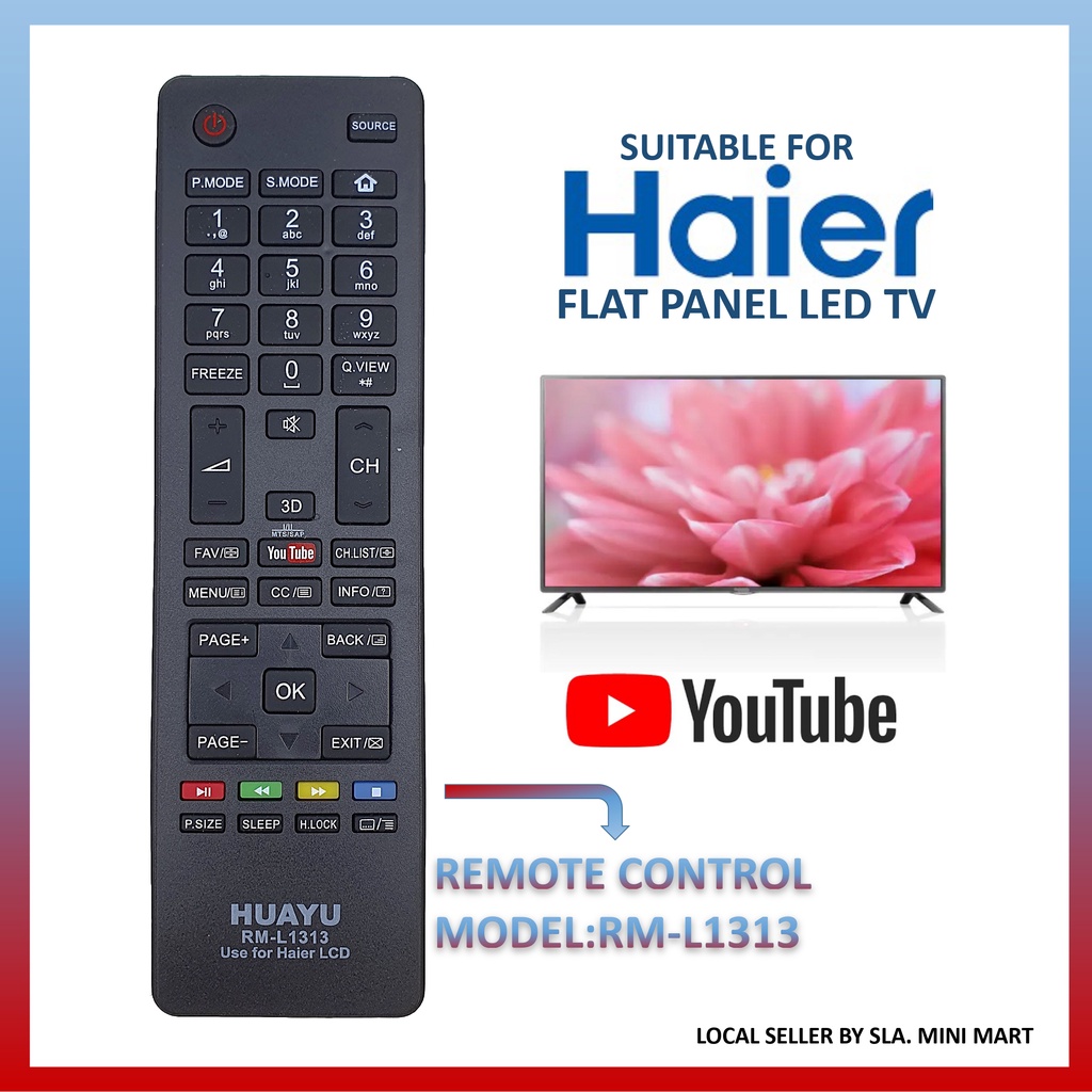 HAIER FLAT PANEL LED SMART TV REMOTE CONTROL RM L1313 FOR HAIER