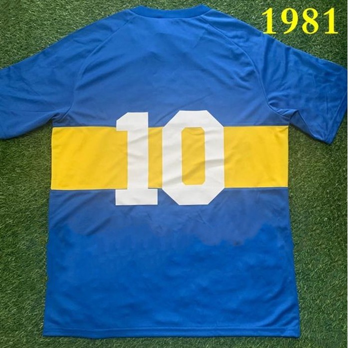 1981 Top Boca Juniors Retro Long Sleeve Soccer Jersey Maradona Short