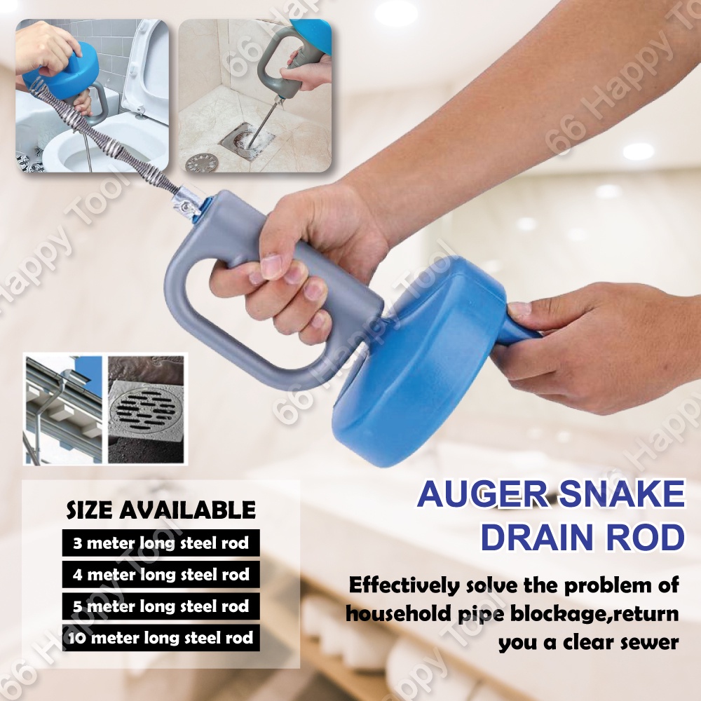 Drain Rod Flexible Pipe Dredge Unblocker Auger Snake Sink Tub Sewer M