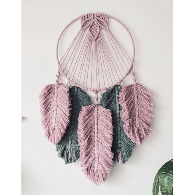 HIASAN DINDING Macrame Wall Hanging Leaf Color Macrame Wall Hanging