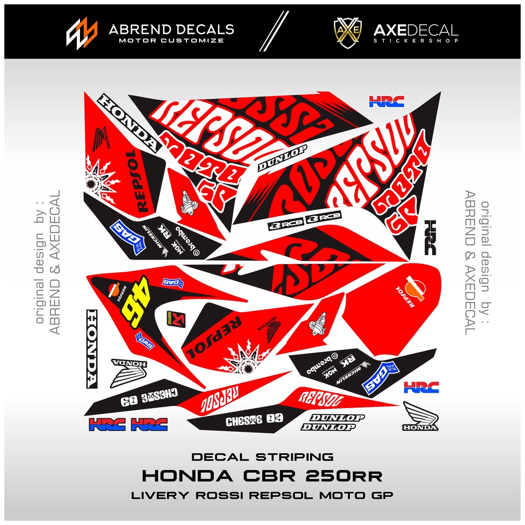 Striping CBR 250 RR Livery Rossi Repsol Moto GP Honda CBR 250