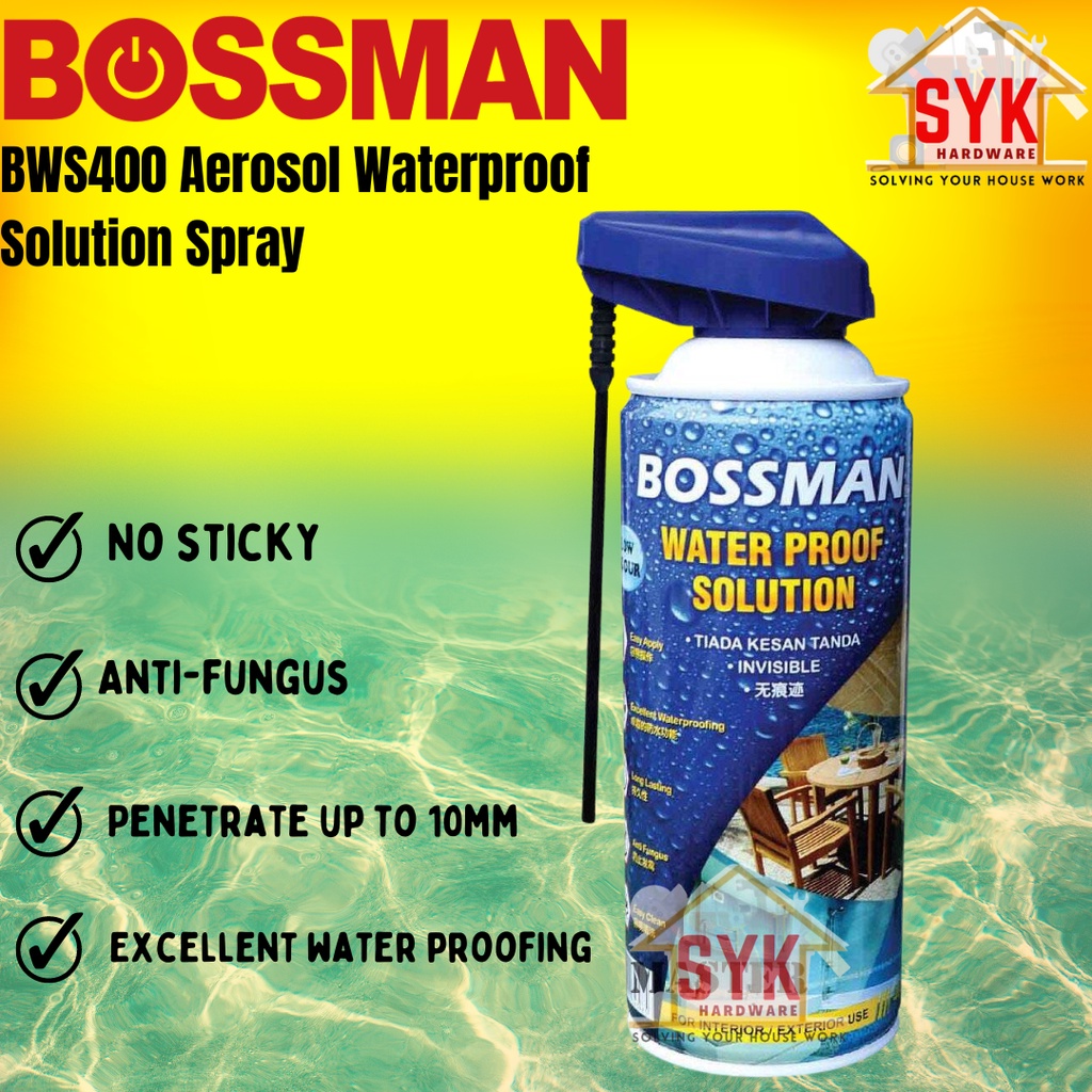 SYK BOSSMAN 400ml BWS400 Aerosol Water Proof Solution Spray Water Stop