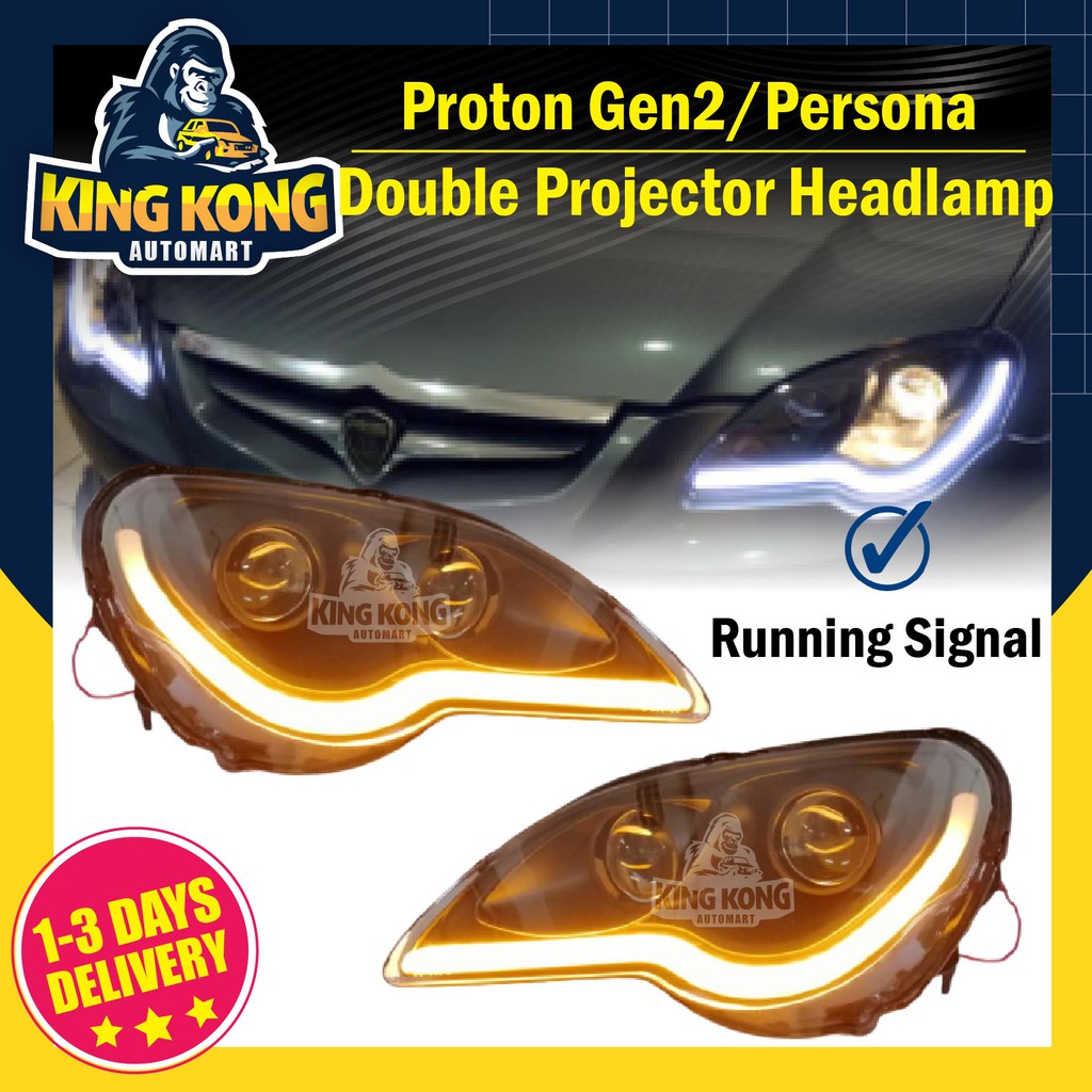 Ready Stock Proton Gen Persona Projector Headlamp With Light Bar