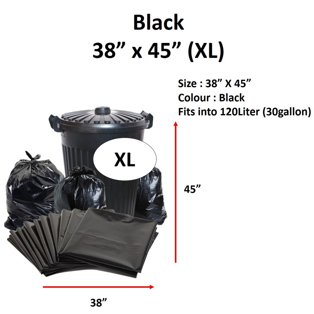 S M L Xl Xxl Xxxl Trash Bag Plain Or Black Garbage Bag