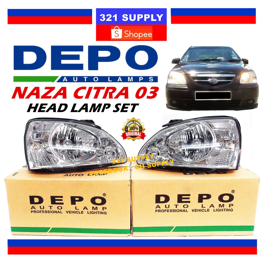 DEPO NAZA KIA CITRA CAREN HEAD LAMP HEADLIGTH LAMPU BESAR LIGHTNING