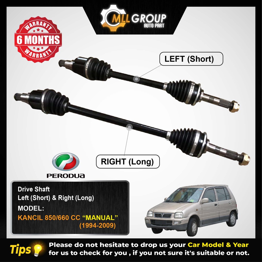 Mll Perodua Kancil Cc Driver Shaft Left Short Right Long