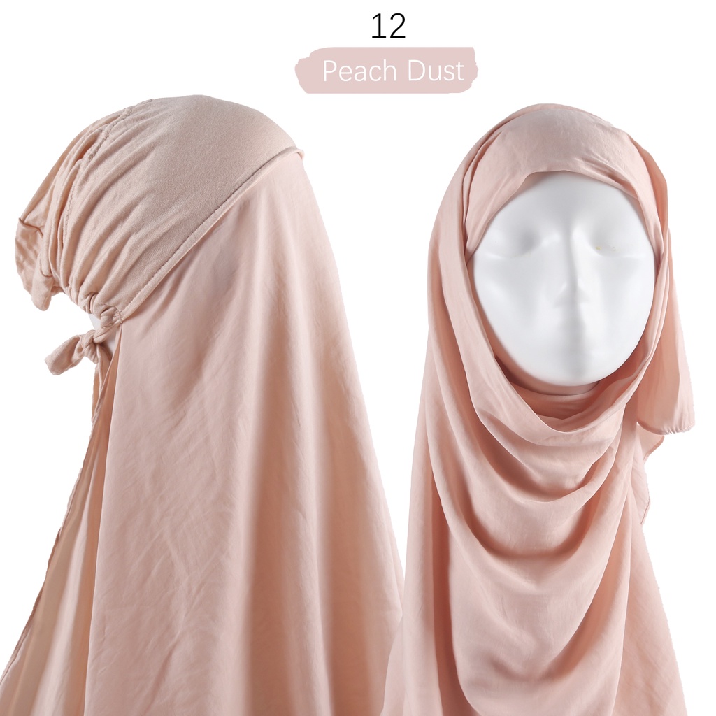 Instant Muslim Women Crinkle Satin Silk Hijab With Bonnet Caps Hijabs