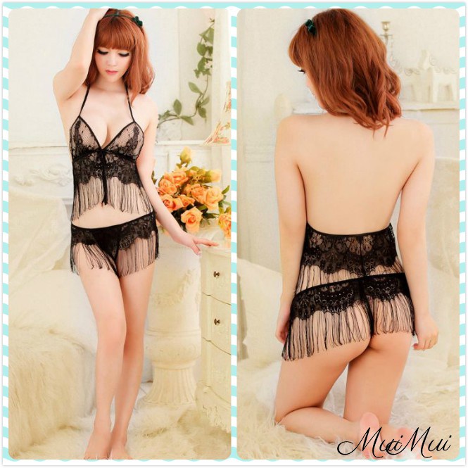 TCWK Ready Stock Women Sexy Lingerie Lace Transparent Nightdress