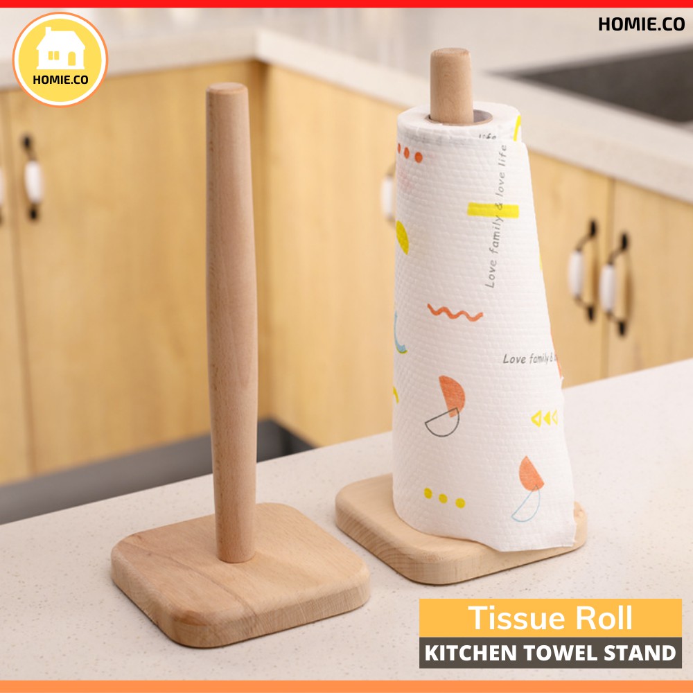 Wooden Tissue Holder Paper Holder Tissue Roll Stand Kitchen Towel