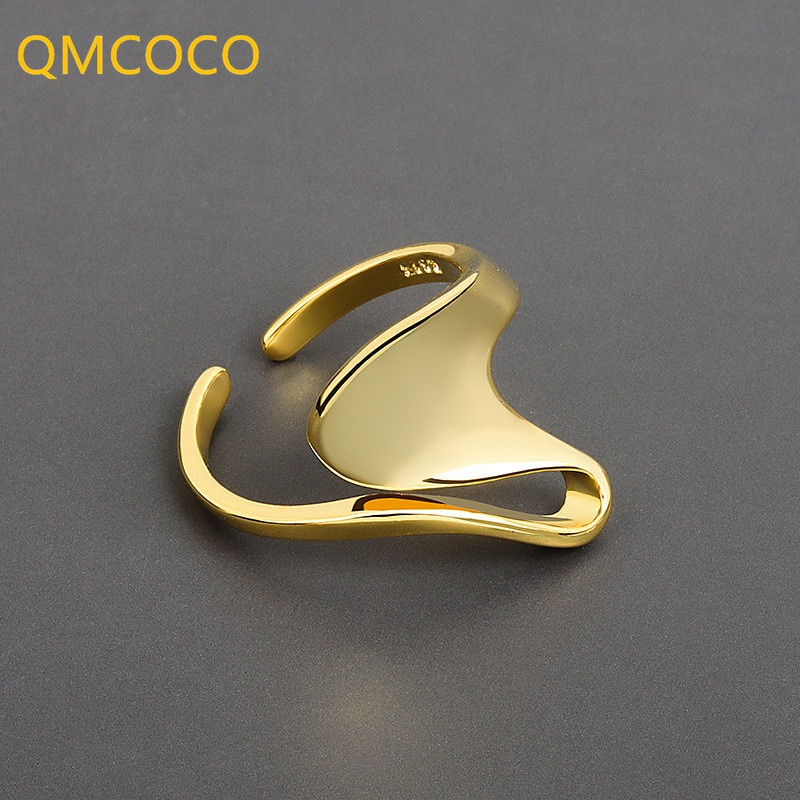 Qmcoco Silver Gold Color Open Adjustable Rings Korean Ins Style Twisted