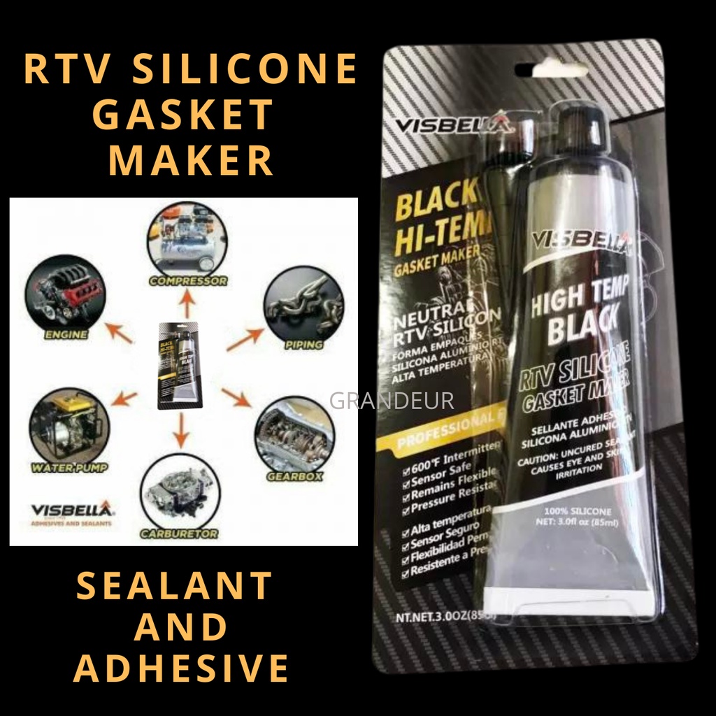 VISBELLA High Temp Black RTV Silicone Gasket Maker Gum High Temperature