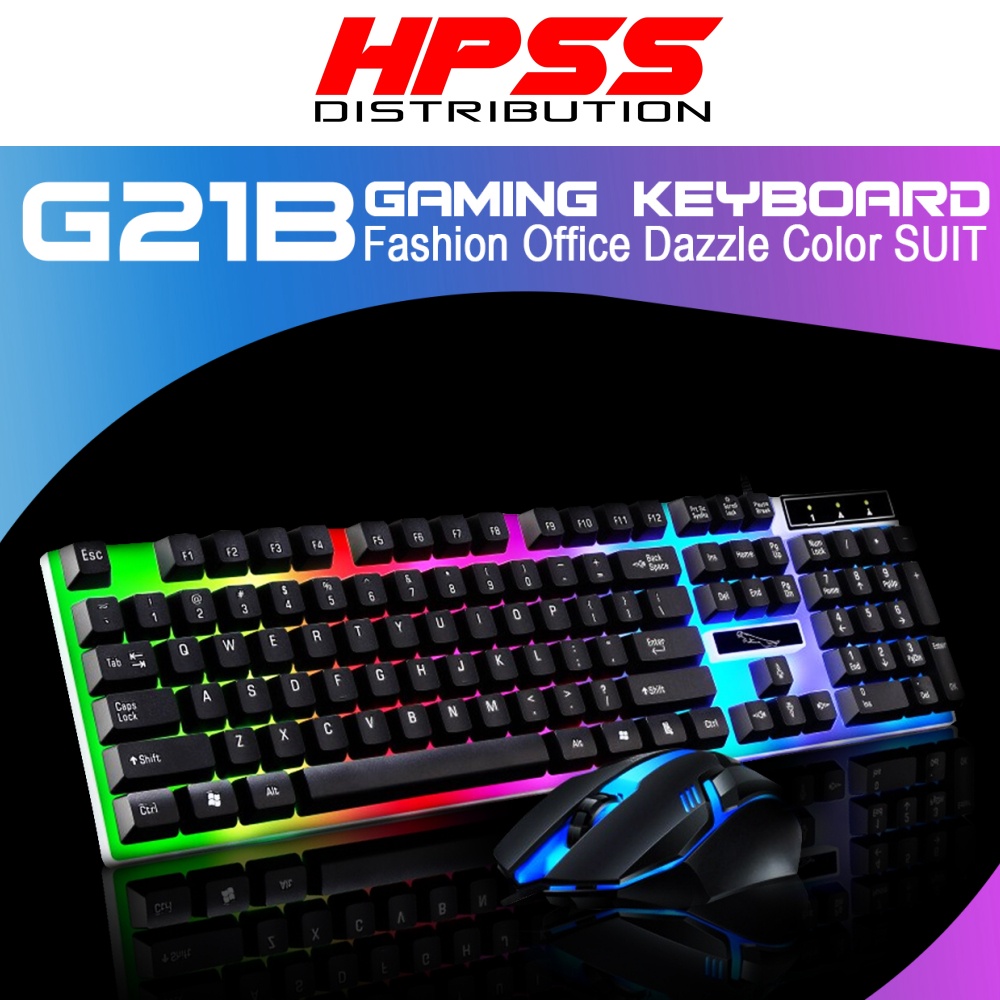 G21 Wired USB Luminous Gaming Keyboard Mouse Computer Manipulator