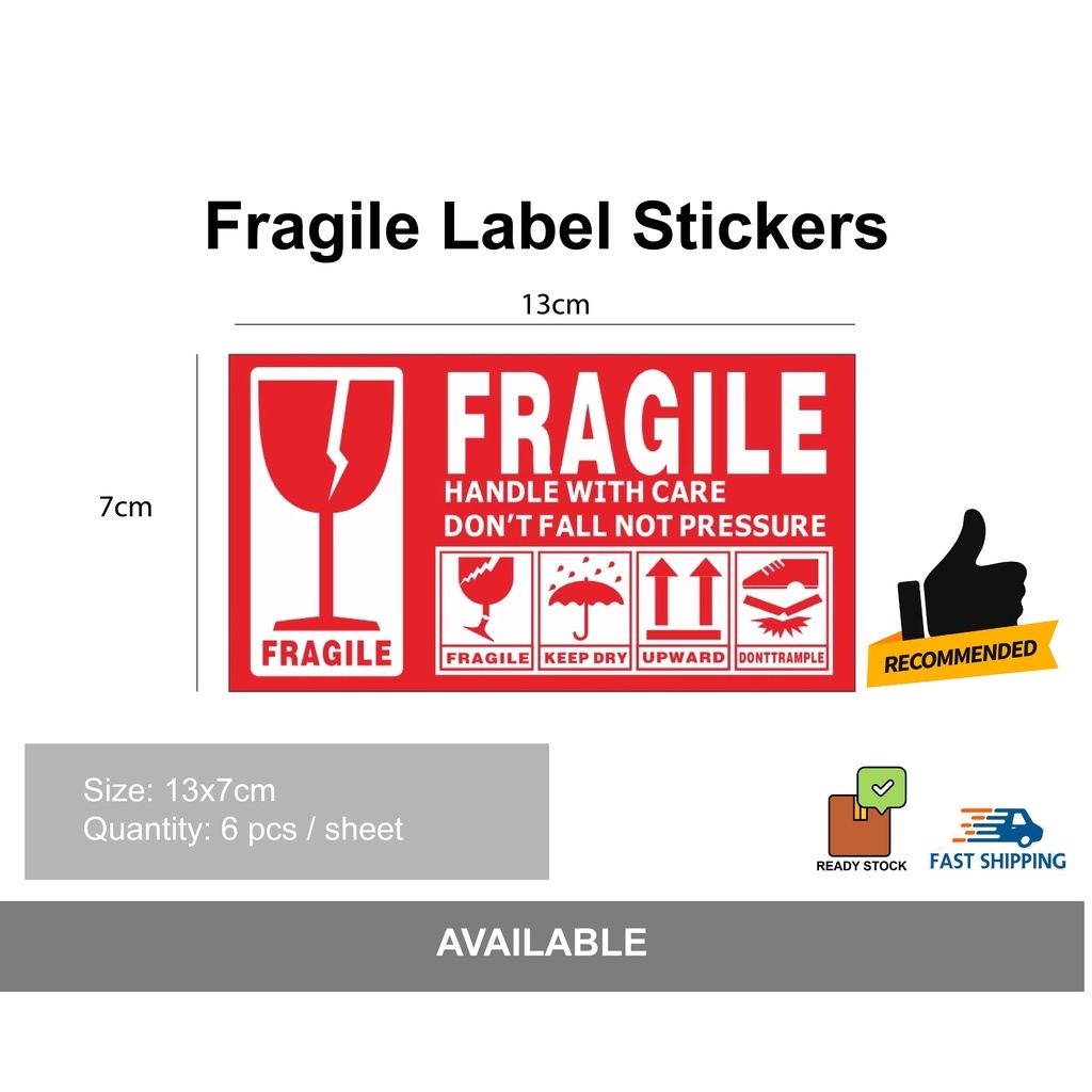 Fragile Handle With Care Shipping Label Warning Packaging Sticker BIG