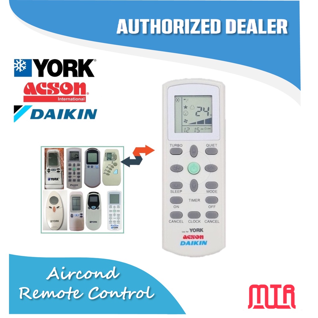 Daikin York Acson Universal Aircond Remote Control ALL IN 1