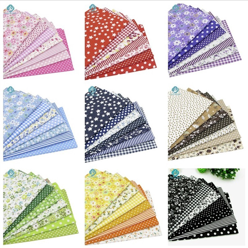 7pcs Lot 25cmx25cm Squares Printed Cotton Fabric Kain Diy Cloth