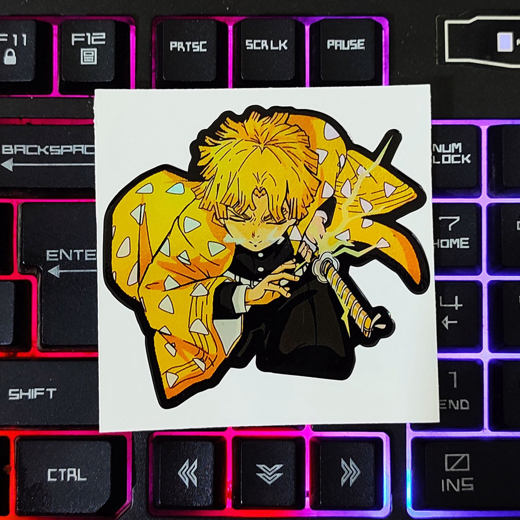 Sticker Hologram Anime ZENITSU Sticker Anime Kimetsu No Yaiba Sticker