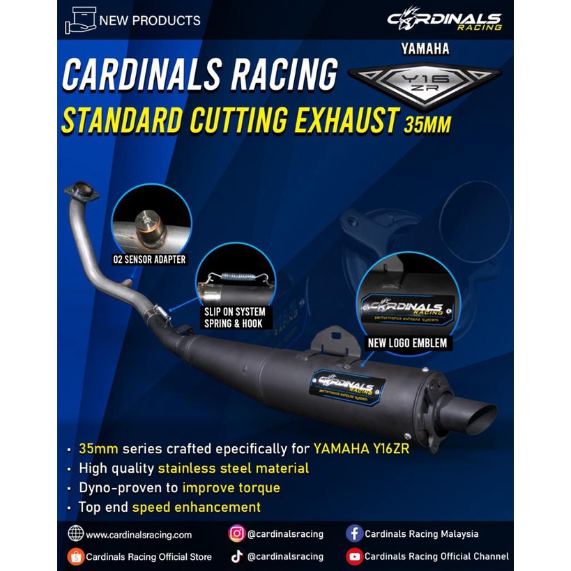 Y16ZR Y16 CARDINALS EXHAUST STANDARD CUTTING OPEN 28MM 32MM 35MM