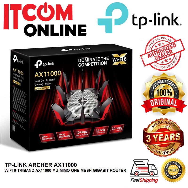 TP LINK WIFI 6 TRIBAND AX11000 MU MIMO ONE MESH GIGABIT ROUTER ARCHER