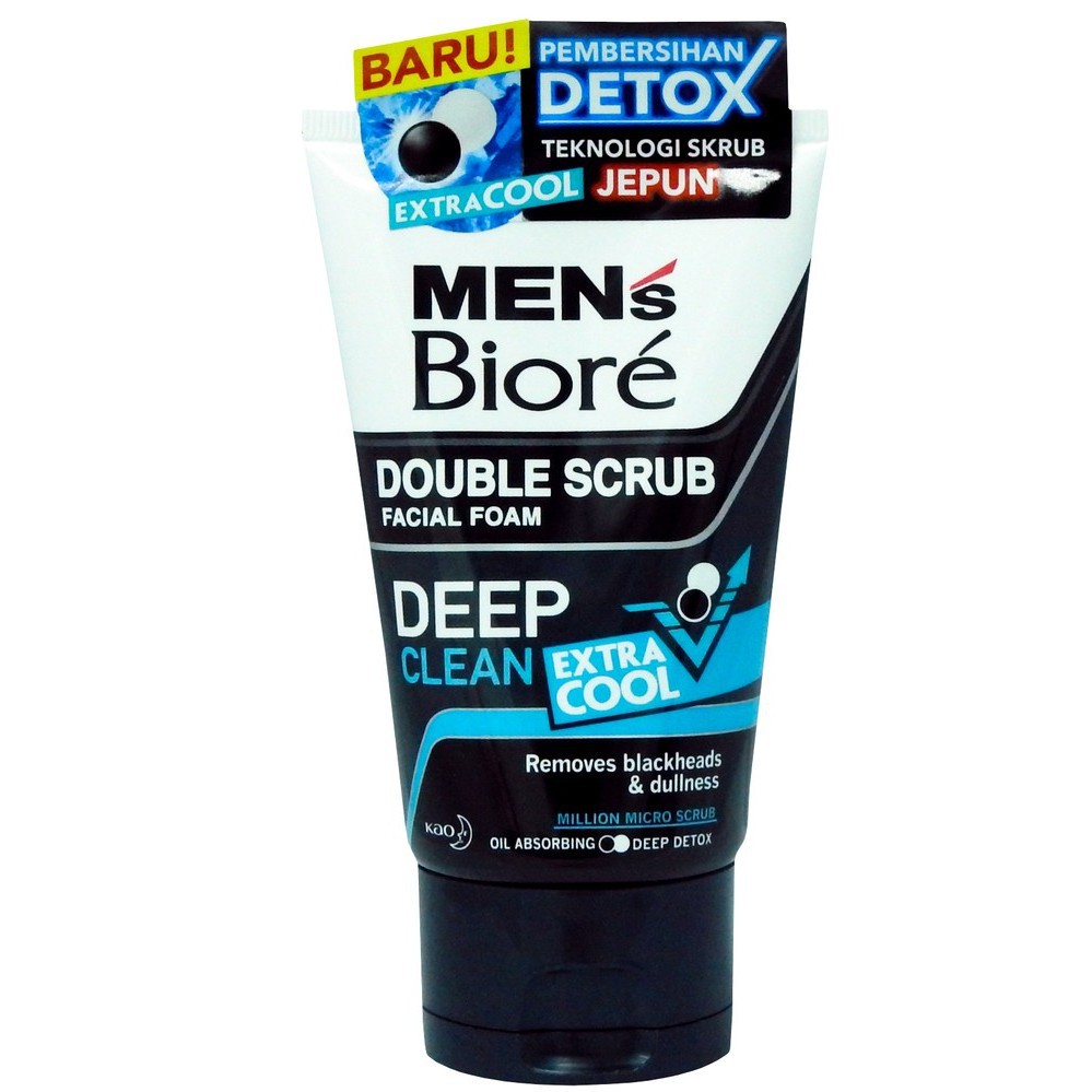 Men S Biore Double Scrub Facial Foam Deep Clean Extra Cool 100g