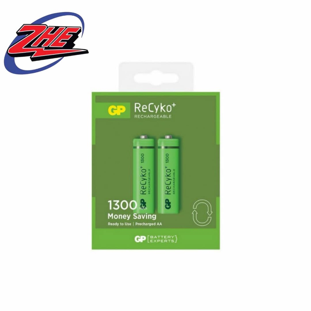 GP RECHARGEABLE BATTERY AA SIZE RECYKO RECHARGEABLE BATTERIES 1300mAH