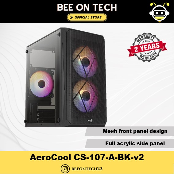 AeroCool CS 107 A BK V2 MINI TOWER CASE Comes With Front 120mm ARGB