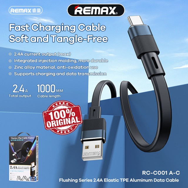 Original Remax Thicker Flat Elastic Aluminum Fast Charging Data Cable