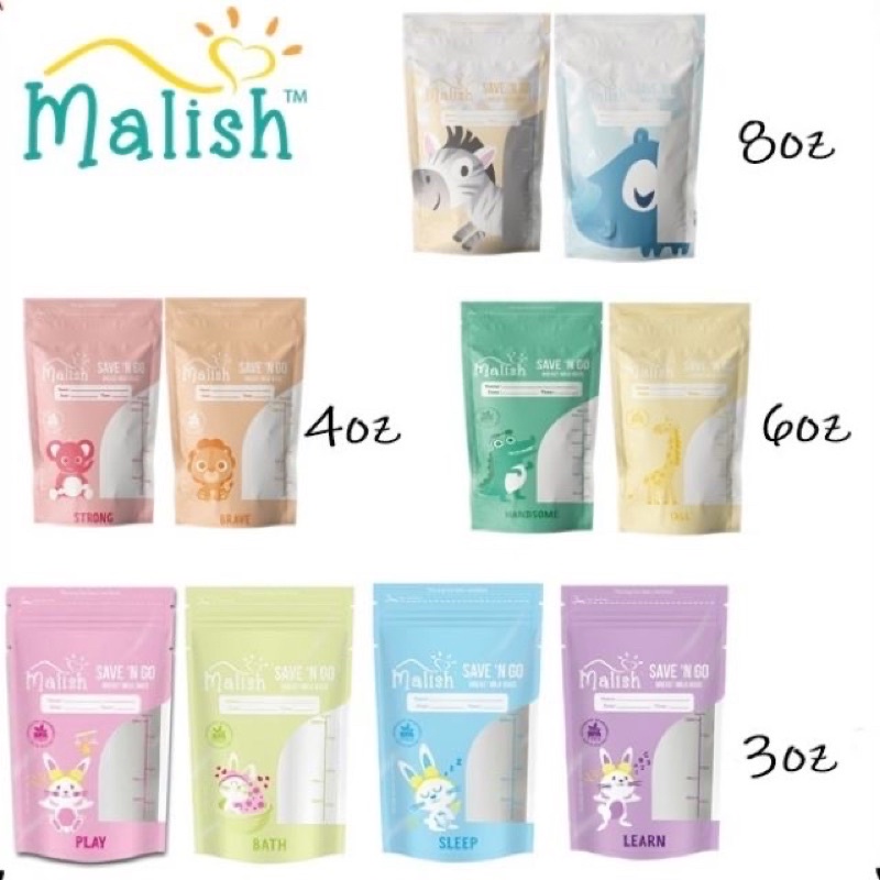 MALISH BREASTMILK STORAGE BAG 3oz 3 4oz 4oz 6oz 8oz 28 30pcs