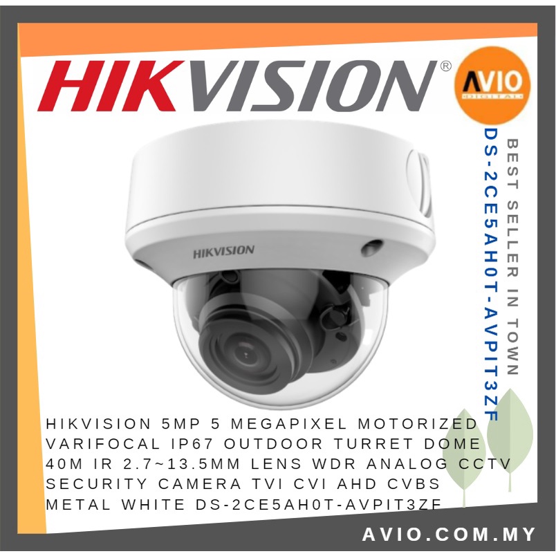 Hikvision 5MP Motorized Varifocal Outdoor Analog Dome CCTV Camera 40m