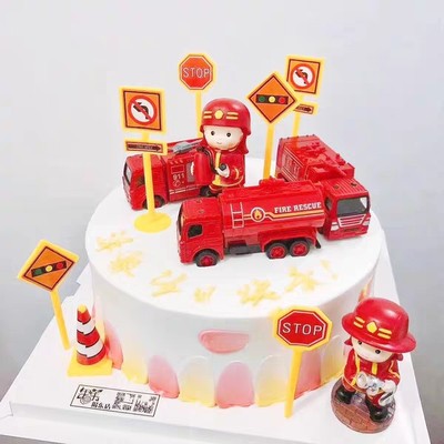 Ready Stock Fire Fighter Fire Engine Fire Trucks Cake Topper Fireman