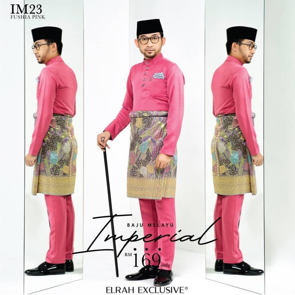 Baju Melayu Elrah Exclusive Regal Fit Imperial ROSE GOLD FUSHIA