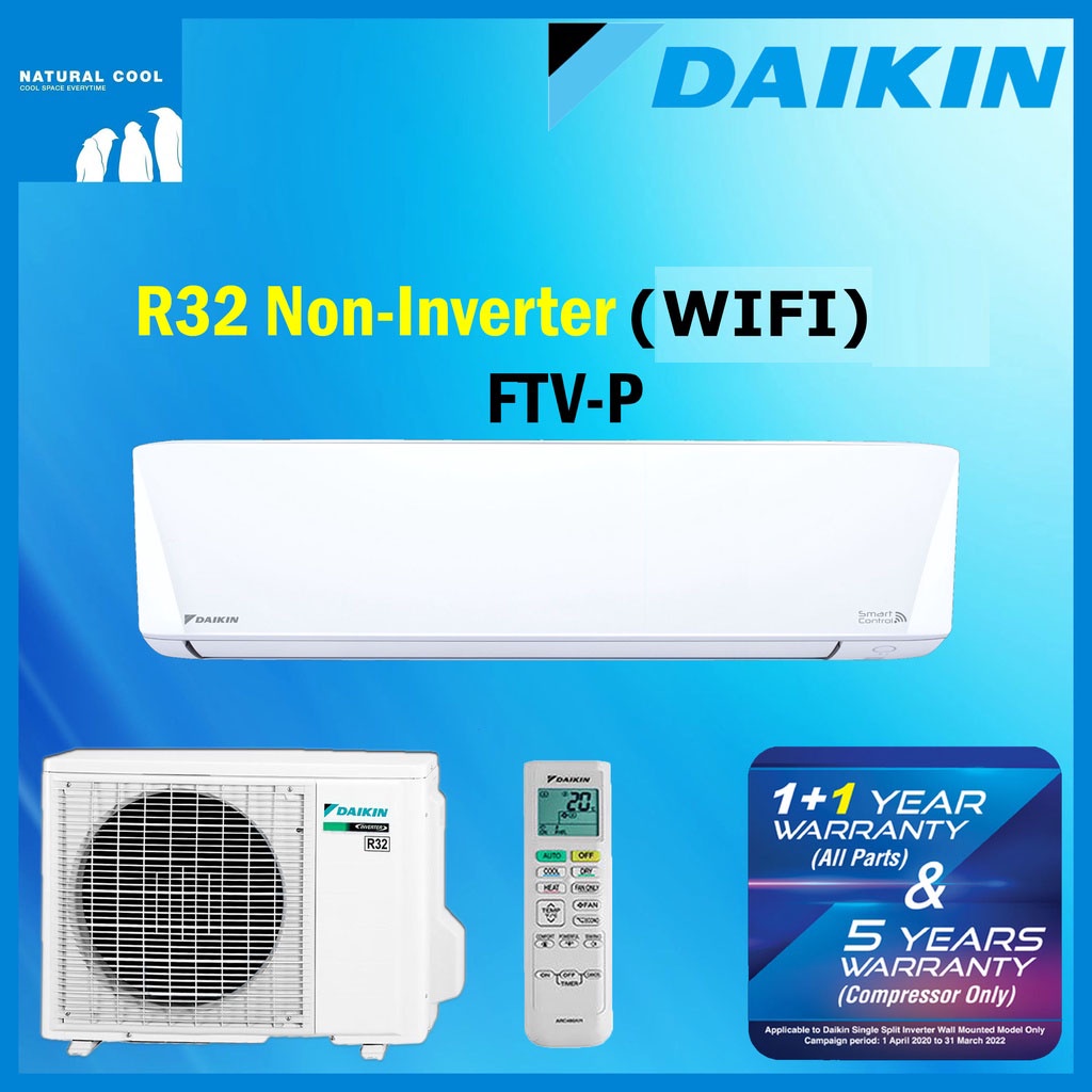 DAIKIN Aircond Non Inverter WIFI FTV P 1hp 1 5hp 2hp Air