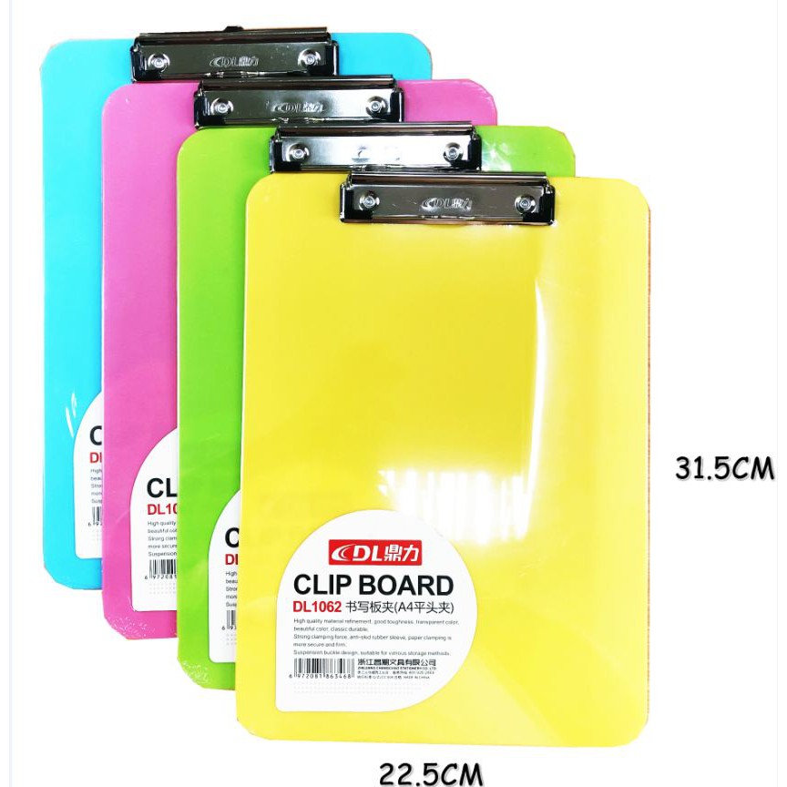 AKINA SAVE DINGLI A5 A4 Plastic Colour Clip Board DL 1061 A5 DL 1062