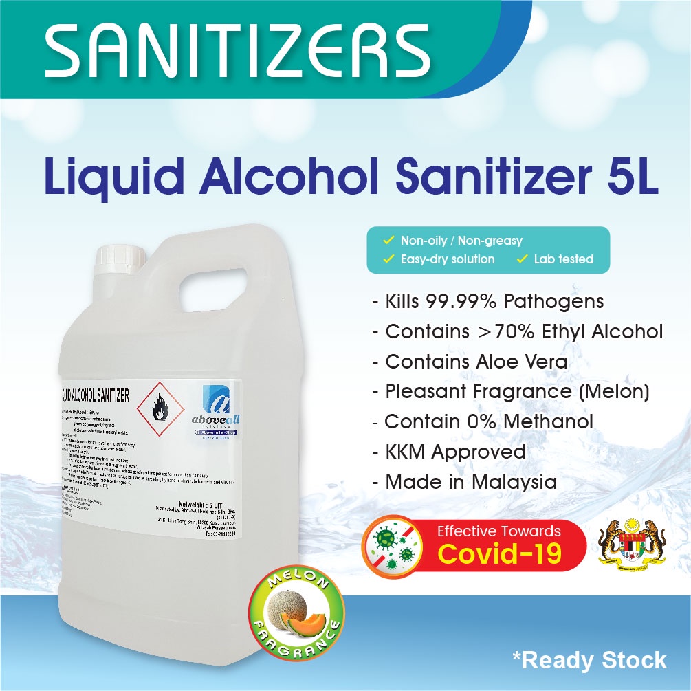 Liquid Alcohol Sanitizer With Aloe Vera Litre Ethyl Alcohol