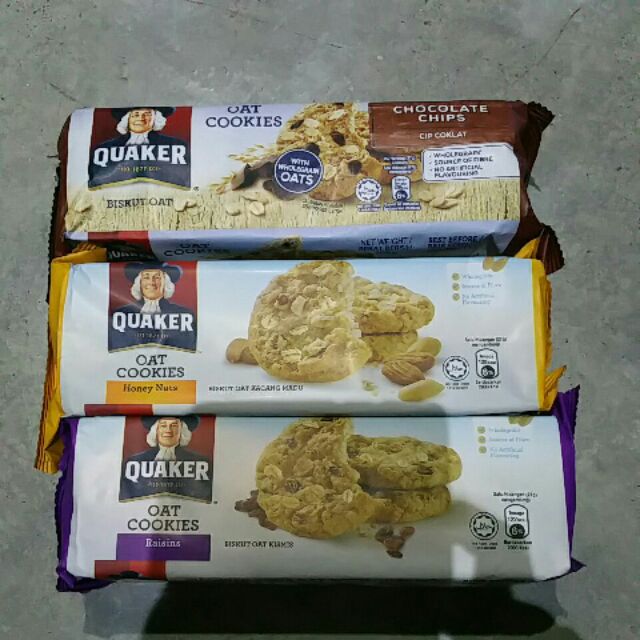 Quaker Oat Cookies Choco Chips Honey Nut Raisins 108g Shopee Malaysia