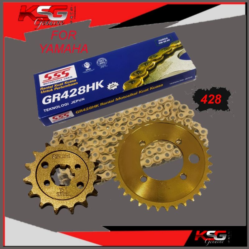 ZFORE 428 Sprocket Gold Chain Set RXZ LC135 Y125Z LAGNDA110 Rantai 428