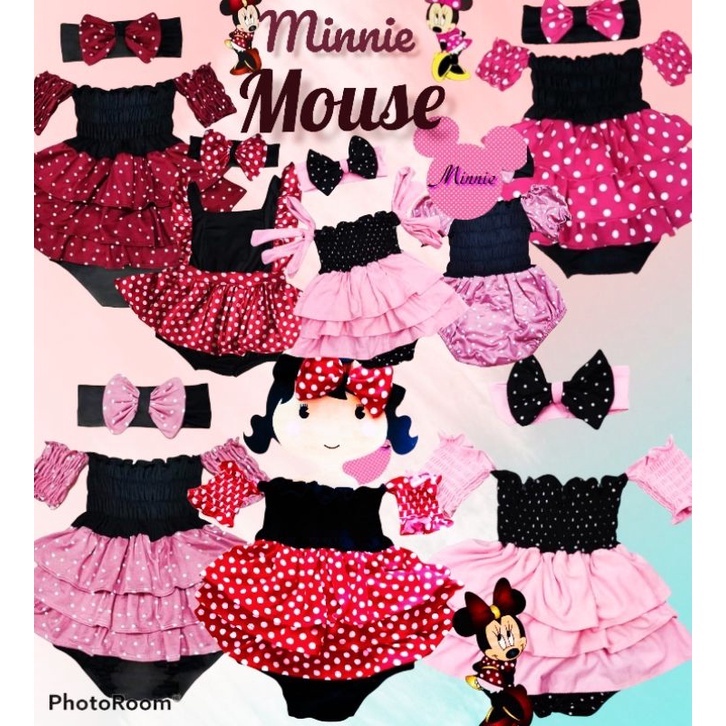 Newborn Baby Girl Romper Dress Minnie Mouse 0 9months Shopee Malaysia