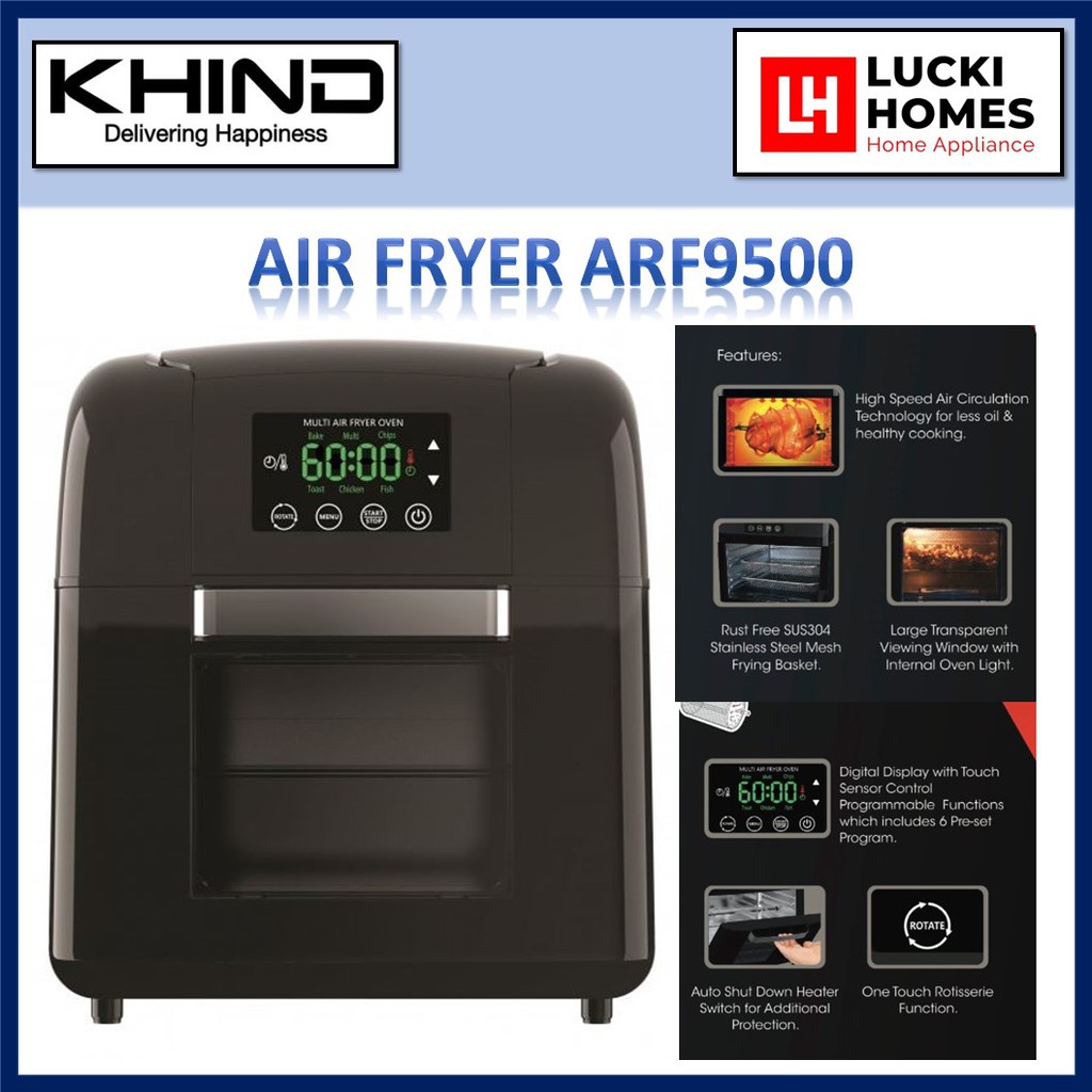 Khind Air Fryer L Arf Digital Display Touch Sensor Penggoreng