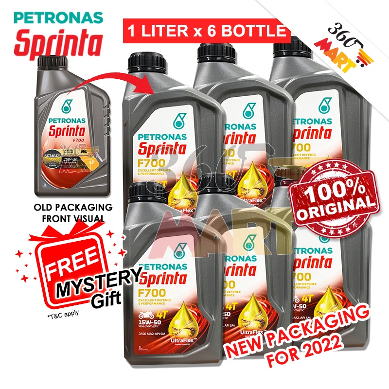 6 PACKS 1Liter PETRONAS Sprinta F700 15W 50 Semi Synthetic Engine Oil