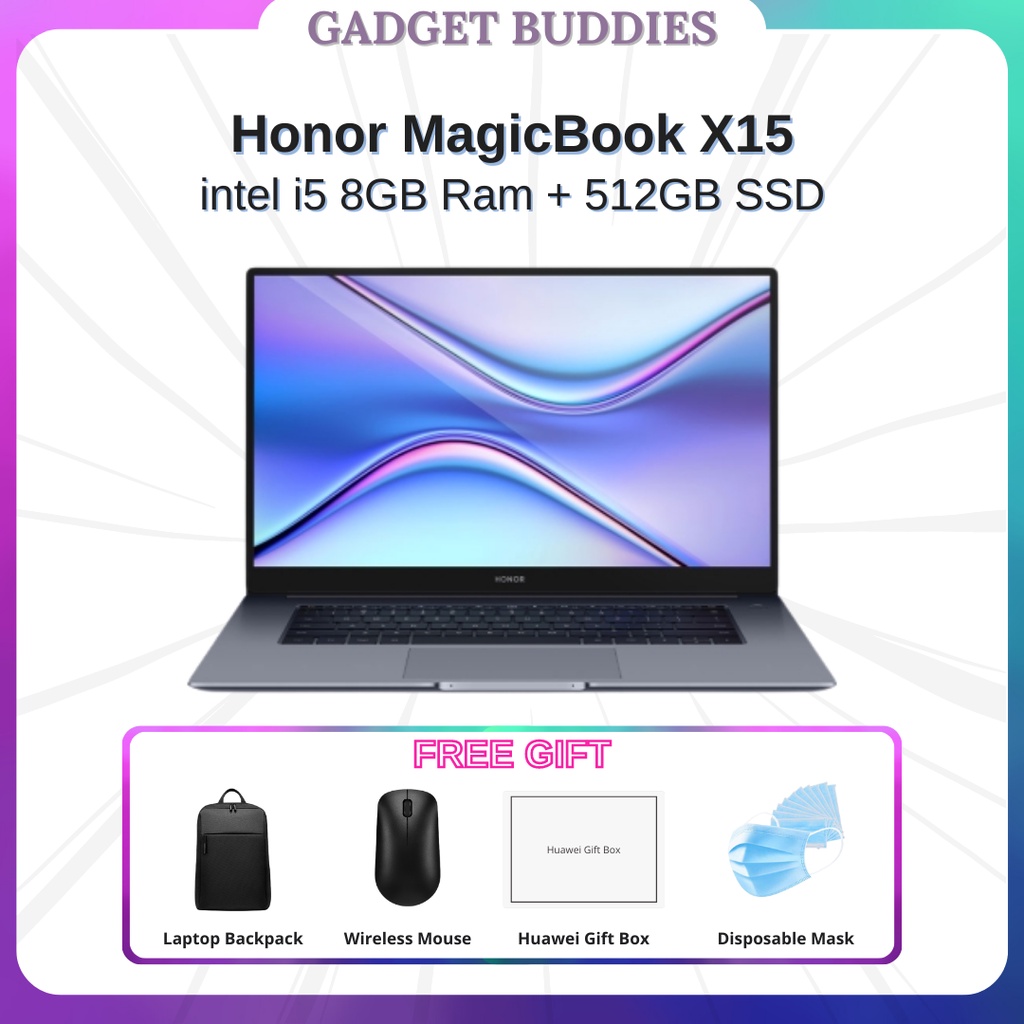 Ready Stock HONOR Magicbook X15 2022 11th Gen 8GB RAM 256GB 512GB