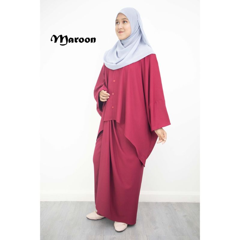 BAJU KURUNG KAFTAN Mini Moden Plain Free Size Plus Size Baju Kurung