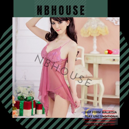 Ready Stock Sexy Lingerie Nightwear Sleep Dress Lace Underwear