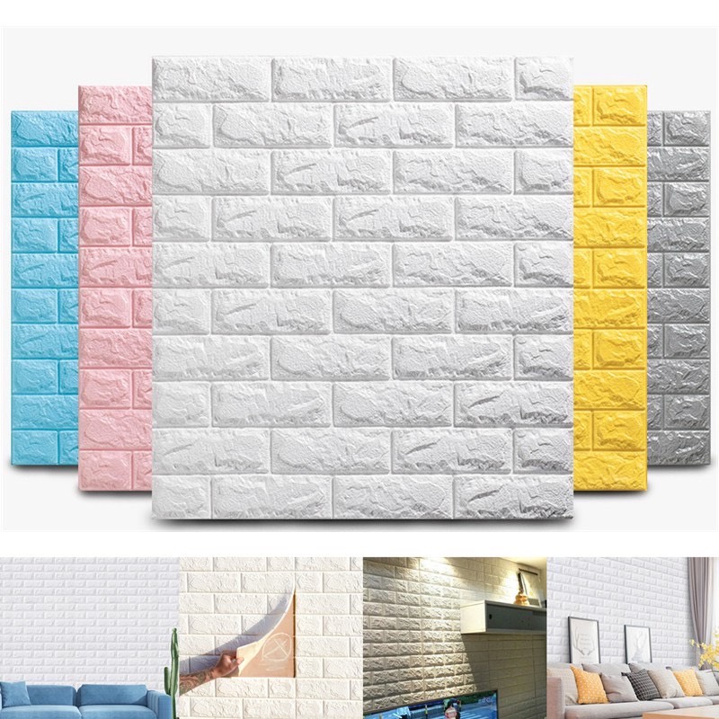 X D Wallpaper Brick Wall Stickers Pe Foam Waterproof Self Adhesive