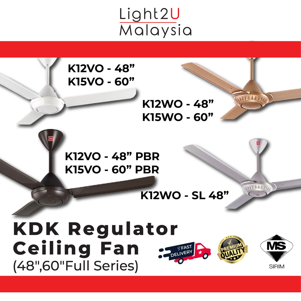 KDK Regulator Ceiling Fan K12VO K15VO K12VOPBR K15VOPBR K12WO K15WO