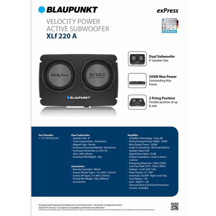 Blaupunkt Xlf A Velocity Power Dual Active Subwoofer With Class