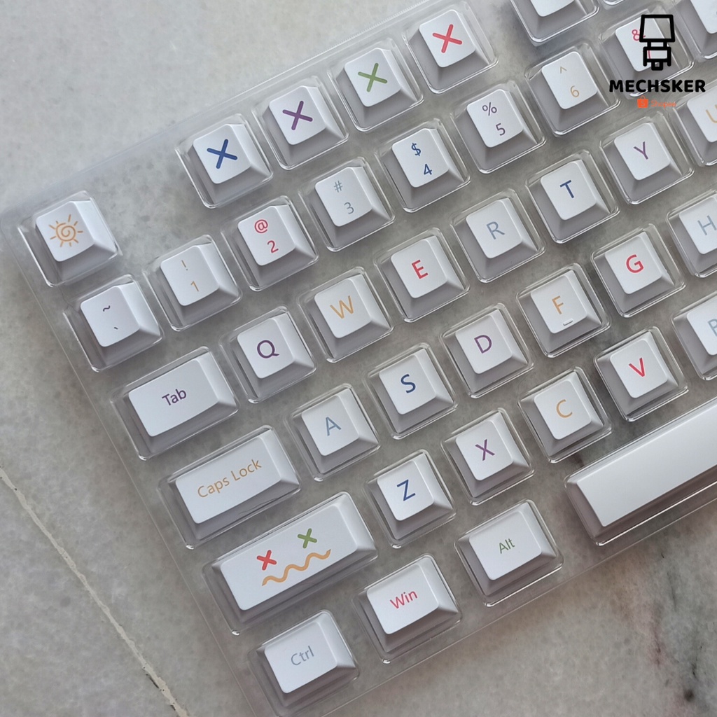 READY STOCKCrayon Pure White Keycaps Set Cherry Profile Dye Sub