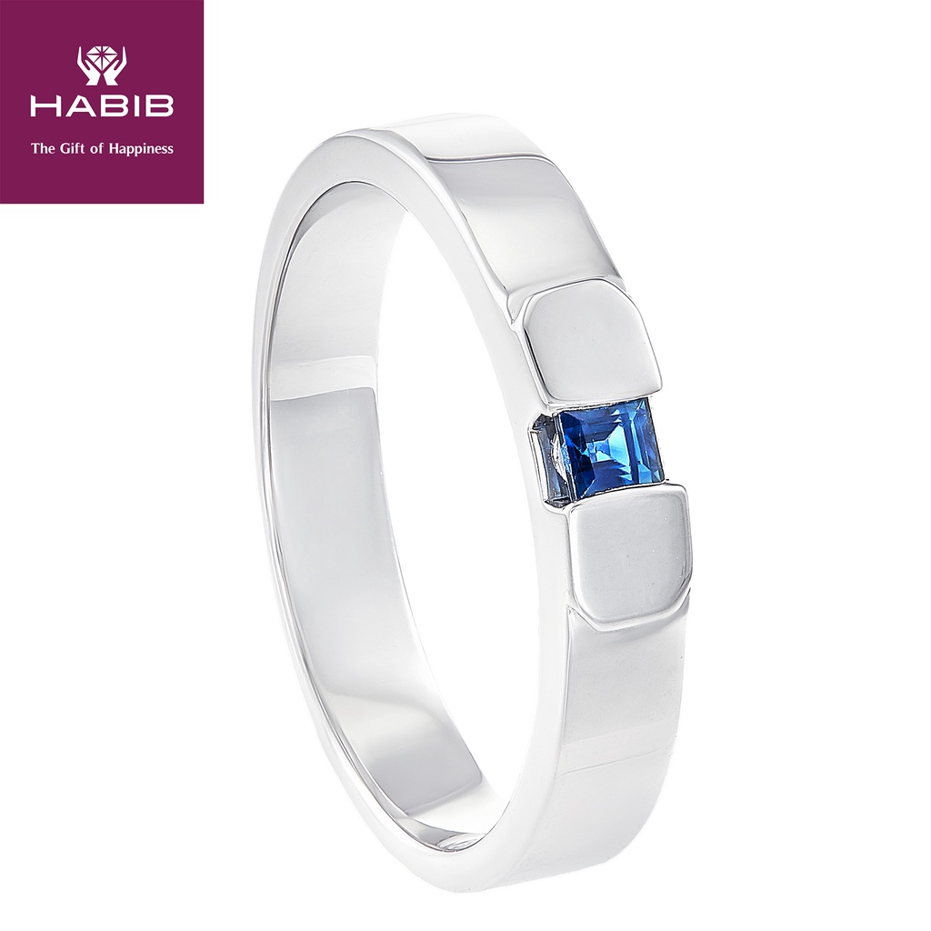 Habib Square Blue Sapphire Men S Ring In Silver Palladium A Pld