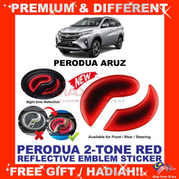 Perodua Aruz Front Rear Steering Night Reflective M D Tone Red