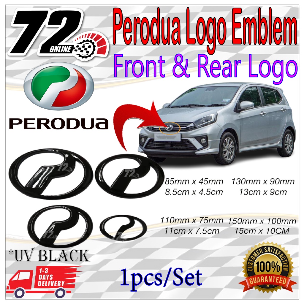 Pc Perodua Aruz Myvi Alza Bezza Axia Front Rear Logo Emblem Black